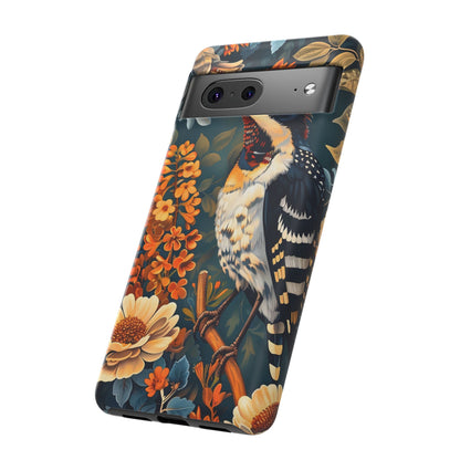 Tough Cases: Floral Bird Phone Case, Vintage Style Cover, Nature Lover Gift, Botanical Design, Spring Inspire Fashion