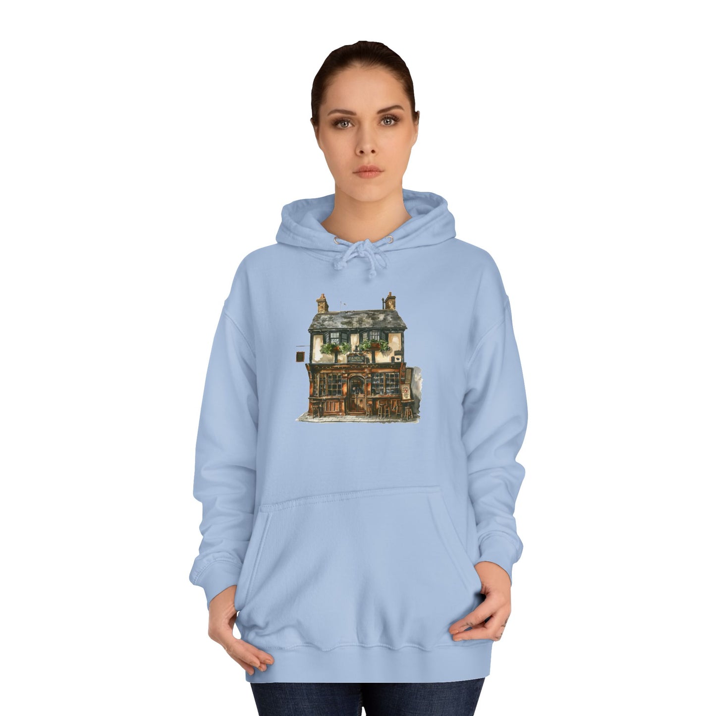 Unisex College Hoodie - Cottage Charm: A British Homestead