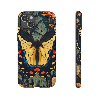 Butterfly Floral Phone Case, Art-inspire Tough Case, Gift for Nature Lovers, Butterfly Pattern Cover, Eco-Friendly Mobile Accessory