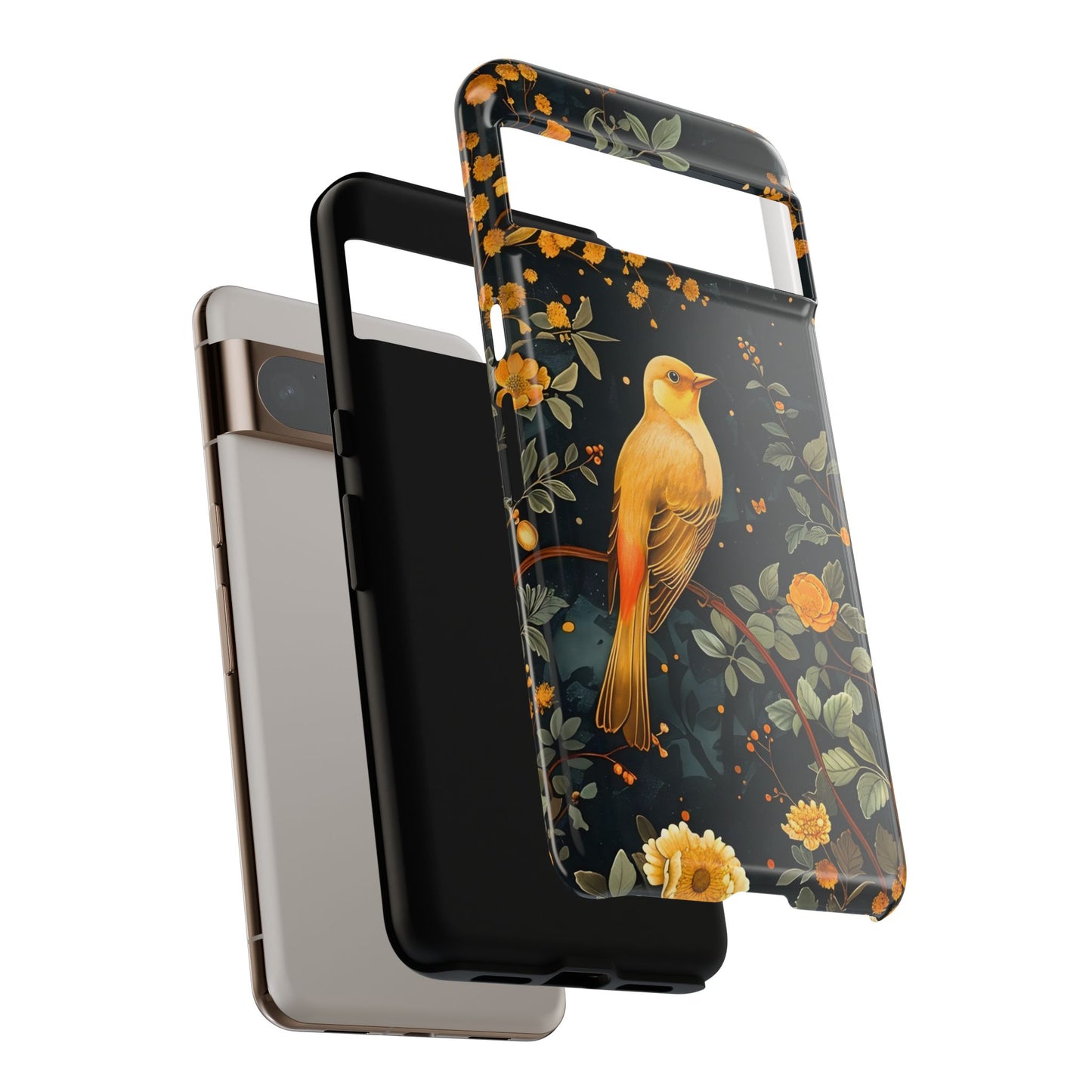Floral Phone Case, Tough Cases with Bird Design, Nature Lover Gift, Stylish Protection, Birthday Present, Floral Phone Cover