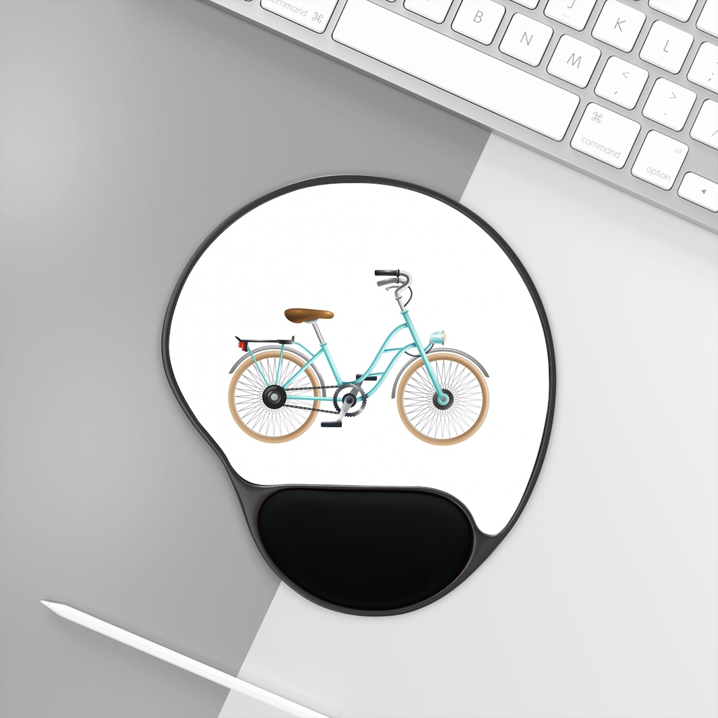 Bicycle Mouse Pad with Wrist Rest, Cute Office Accessory, Ergonomic Mousepad, Gift for Bikers, Desk Decor, Fun Work Supplies
