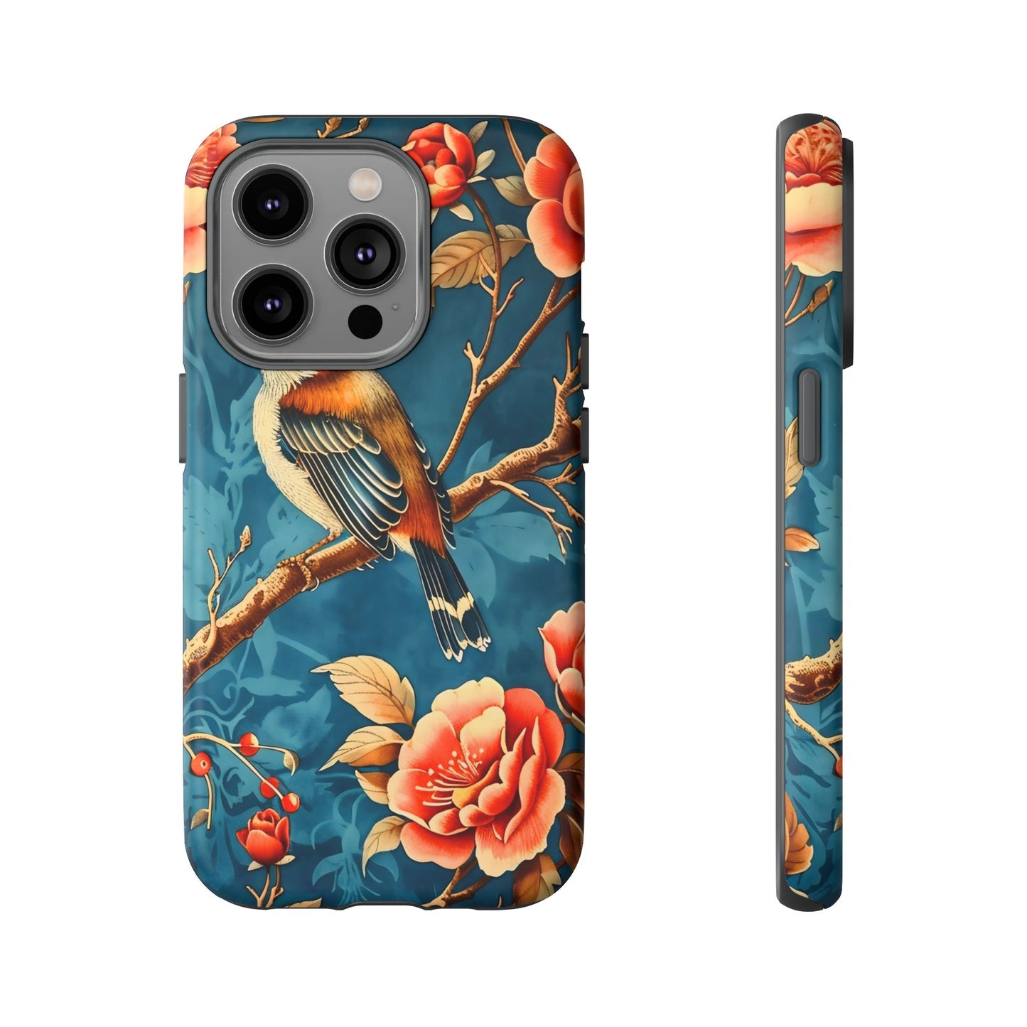 Bird & Floral Phone Case, Tough Cases for Nature Lovers, Gift for Her, Customizable Design, Vibrant Tech Accessories