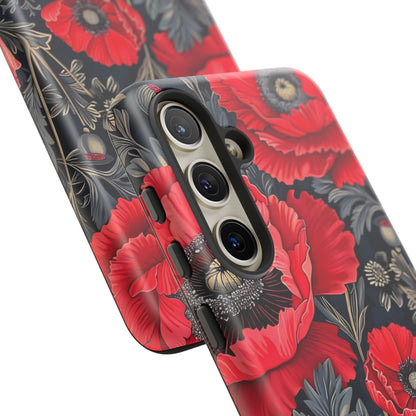 Floral Phone Case with Artistic Poppies, Tough Cases, Flower Design, Nature Lover Gift, Customizable Mobile Cover, Stylish Phone Accessories