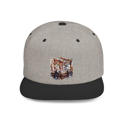 British Pub Stylish Flat Bill Snapback Hat, Trendy Cap for Casual Looks, Perfect for Summer Vibes, Outdoor Events, Gift for Friends, Unisex Fashion