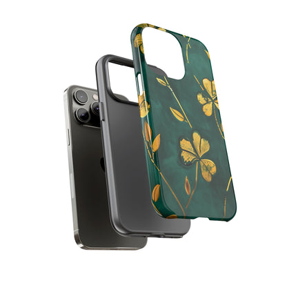 Floral Phone Case with Gold Accents, Tough Phone Cover, Stylish Phone Protector, Unique Gift for Her, Nature Lover Accessory