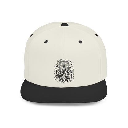 London Story Flat Bill Snapback Hat | Urban Fashion, Street Style, Travel Accessory, Gift for Travelers, Unique Headwear