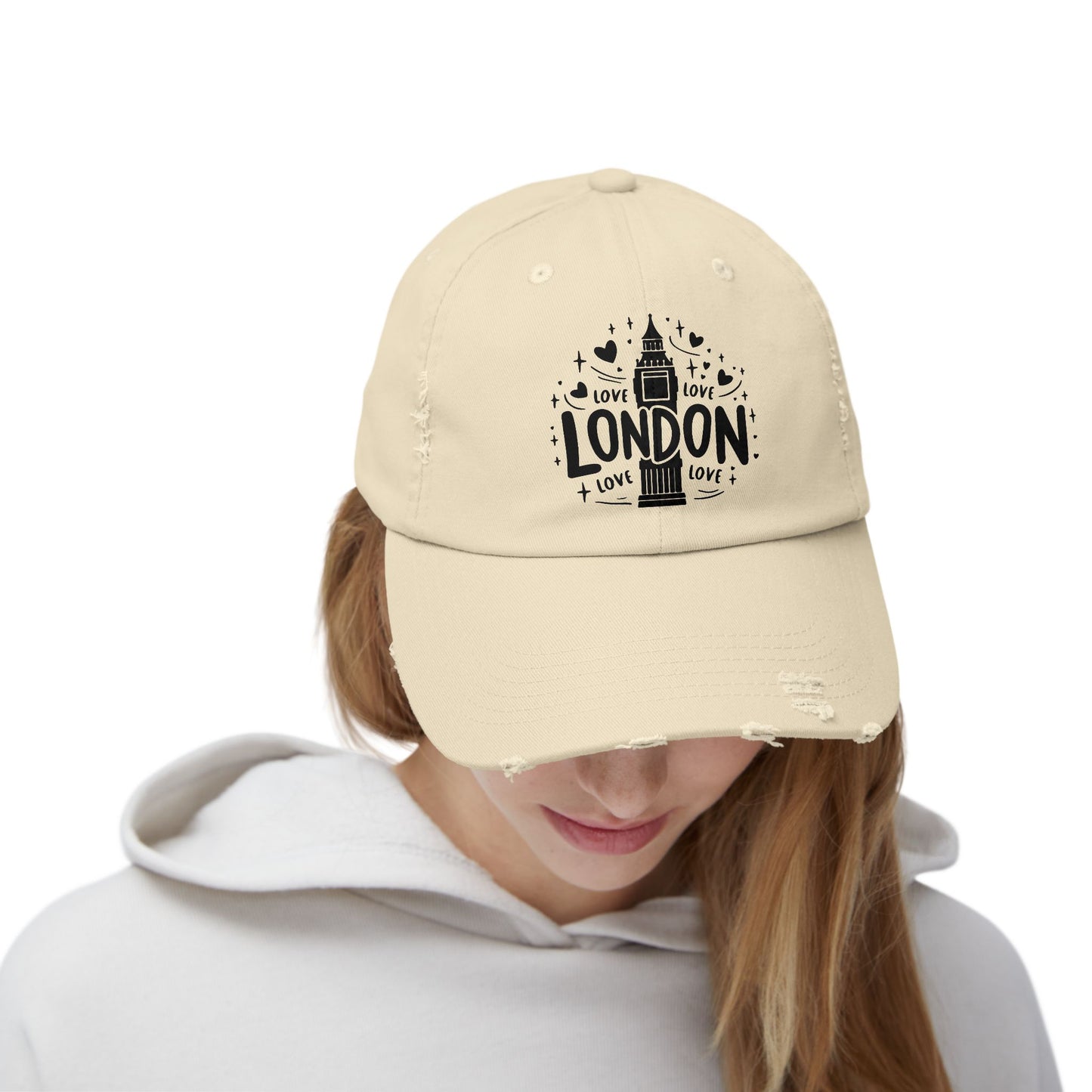 Stylish Distressed Cap with London Design, Vintage Baseball Hat, Unisex Fashion Accessory, Travel Gift, Trendy Streetwear, Summer Essential