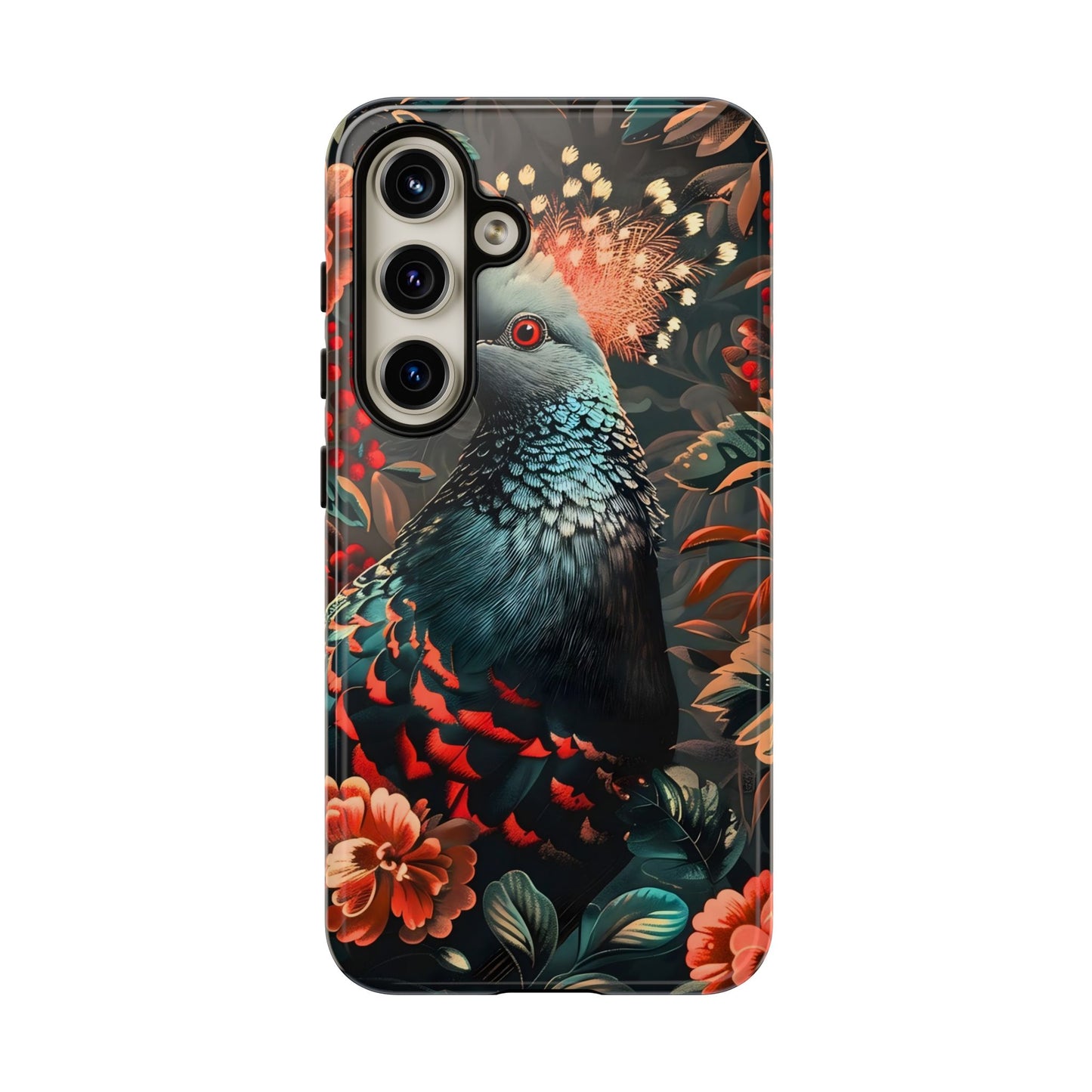 Floral Peacock Phone Case, Tough Cases, Artistic Phone Cover, Unique Gift, Nature Lover Accessory, Protective Case