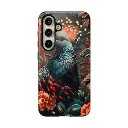 Floral Peacock Phone Case, Tough Cases, Artistic Phone Cover, Unique Gift, Nature Lover Accessory, Protective Case