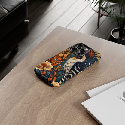Tough Cases: Floral Bird Phone Case, Vintage Style Cover, Nature Lover Gift, Botanical Design, Spring Inspire Fashion