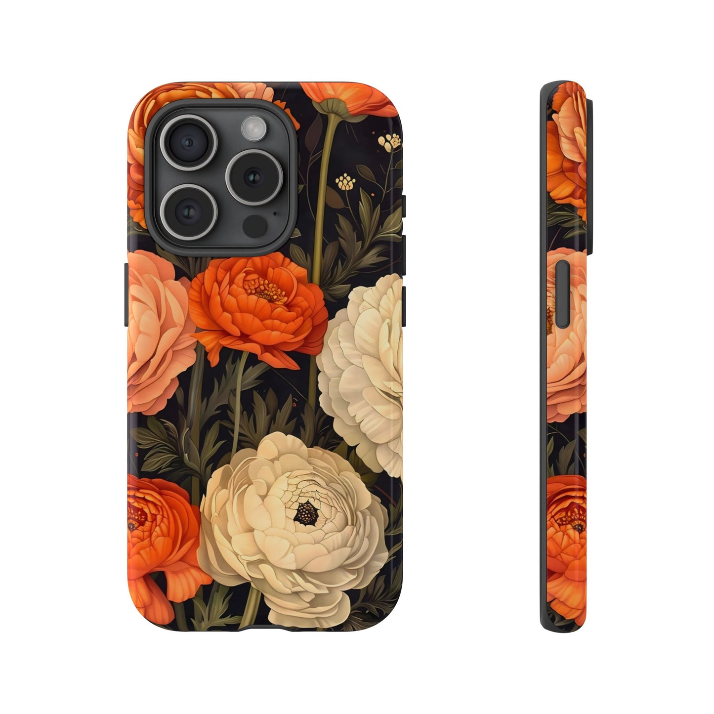 Floral Phone Case with Tough Protection, Blooming Ranunculus Design, Durable Cover, Gift for Flower Lovers, Eco-Friendly Phone Accessory