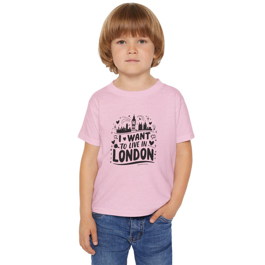Toddler T-Shirt - I want to live in London - Cute Cotton Tee for Kids