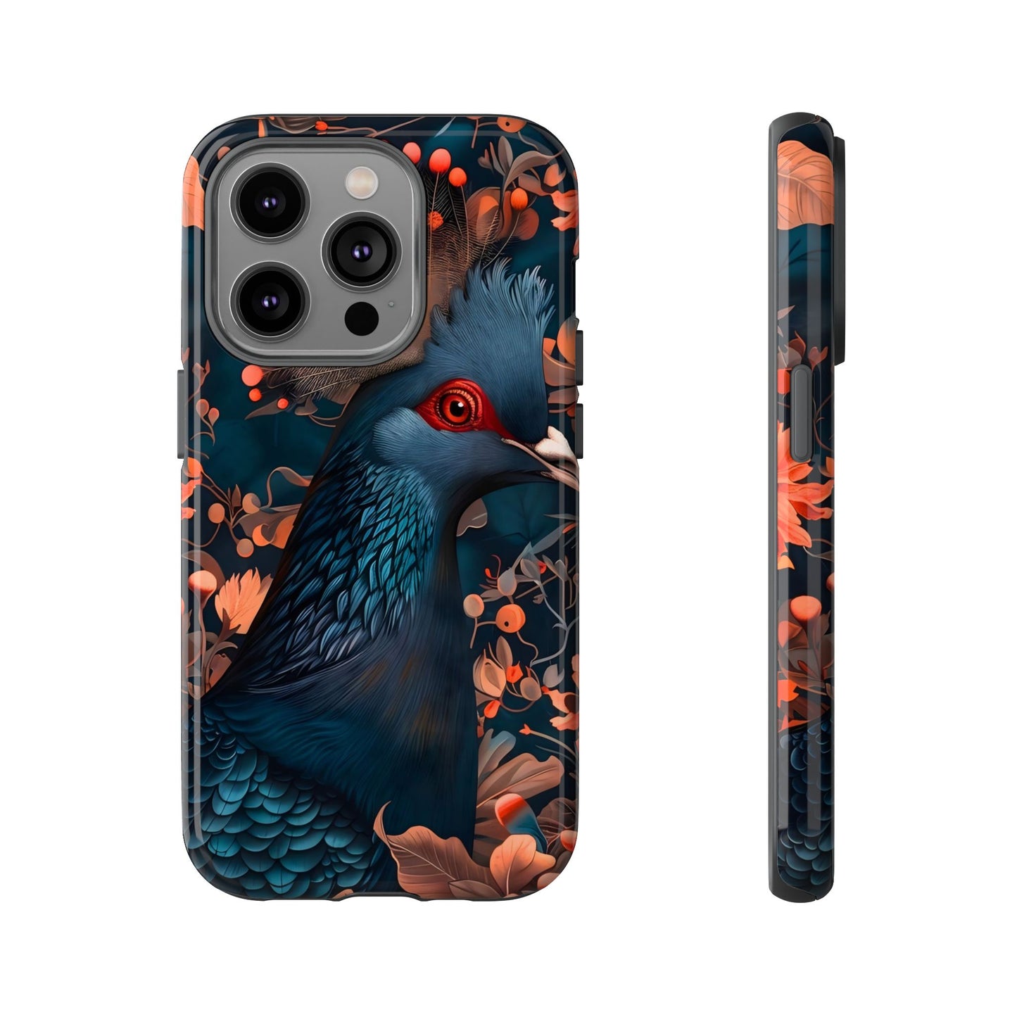 Vibrant Phone Case with Floral Peacock Design - Tough Cases, Artistic Phone Cover, Unique Gift for Nature Lovers, Stand Out Tech Accessory