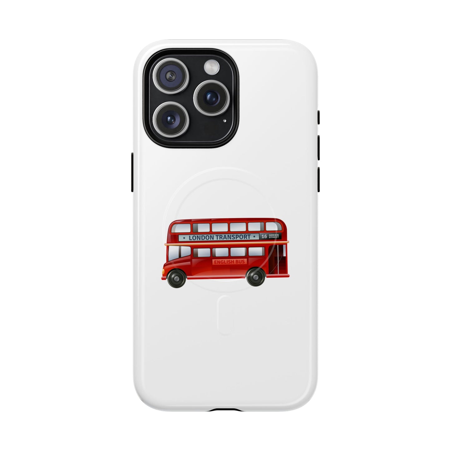 London Bus Tough Magnetic Case, iPhone Protector, Unique Phone Cover, Gifts for Travelers, Durable Mobile Case