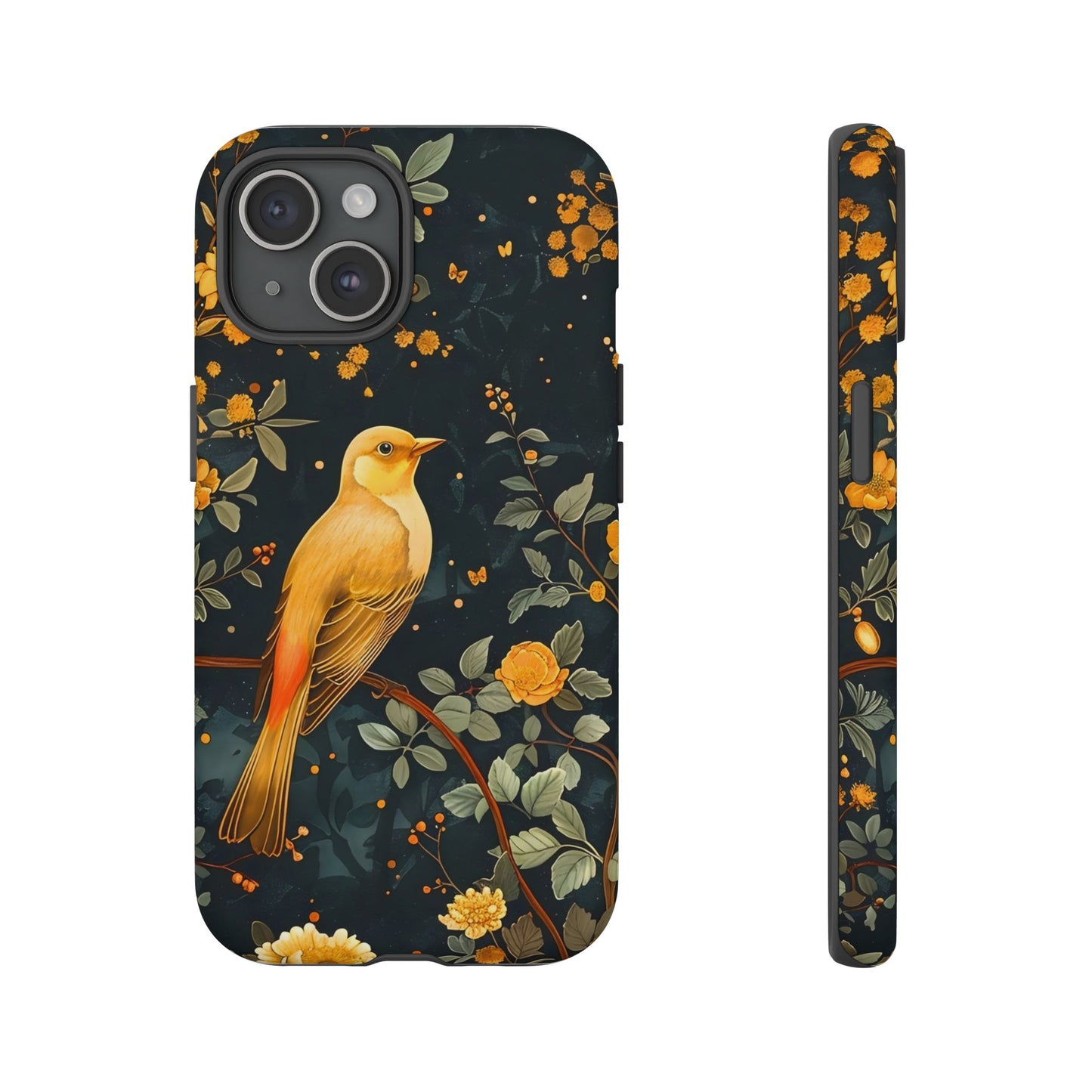 Floral Phone Case, Tough Cases with Bird Design, Nature Lover Gift, Stylish Protection, Birthday Present, Floral Phone Cover