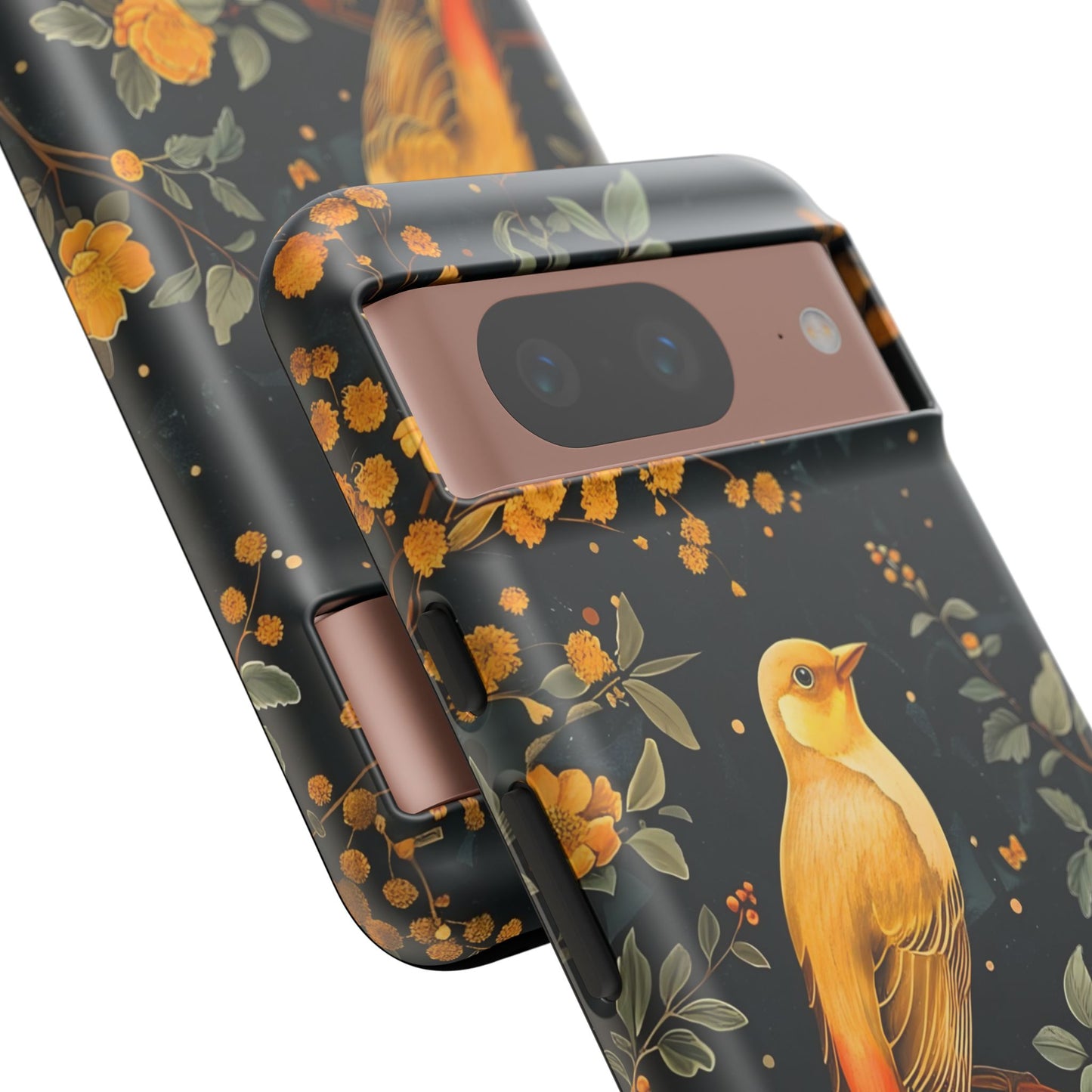 Floral Phone Case, Tough Cases with Bird Design, Nature Lover Gift, Stylish Protection, Birthday Present, Floral Phone Cover
