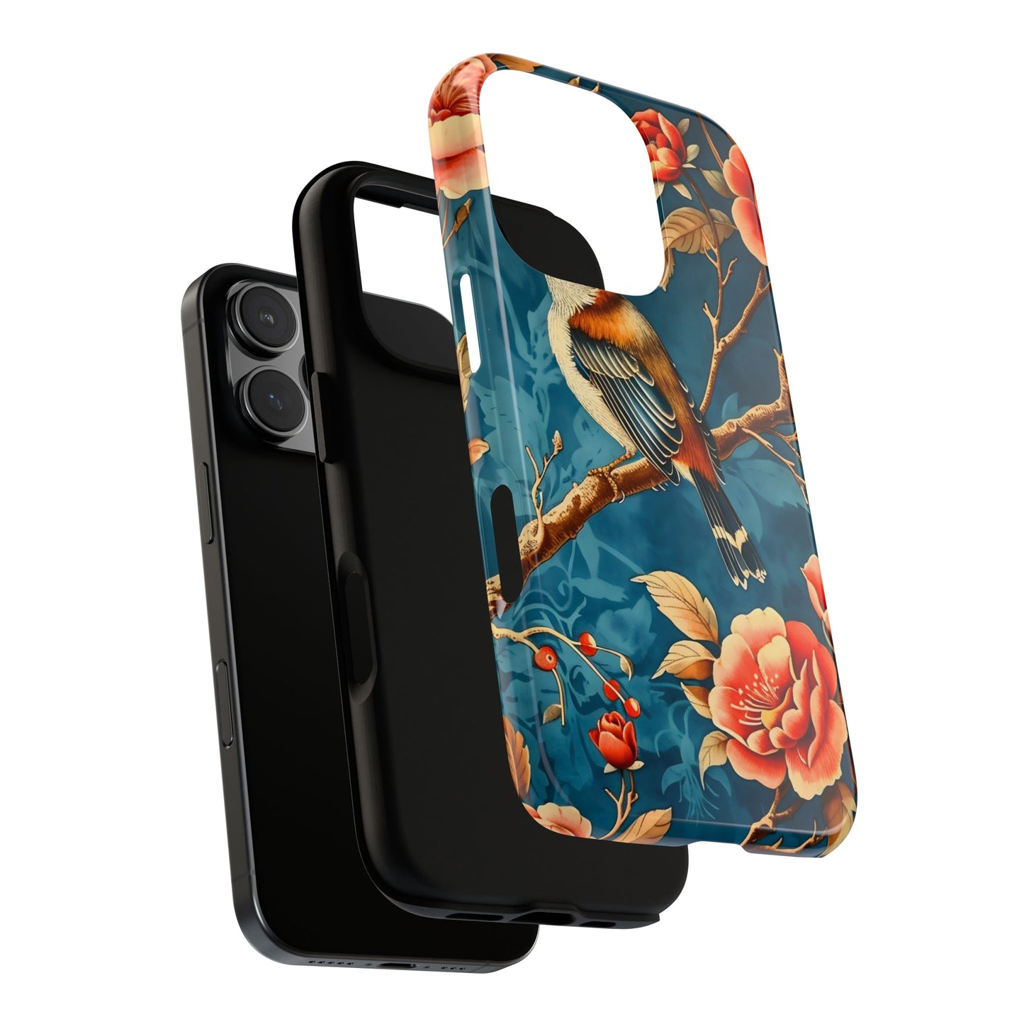 Bird & Floral Phone Case, Tough Cases for Nature Lovers, Gift for Her, Customizable Design, Vibrant Tech Accessories