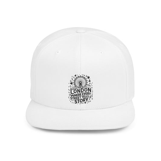 London Story Flat Bill Snapback Hat | Urban Fashion, Street Style, Travel Accessory, Gift for Travelers, Unique Headwear