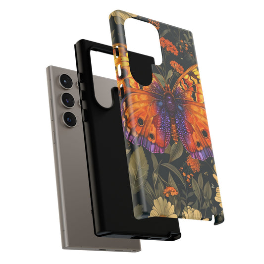 Butterfly Phone Case, Tough Cases for Nature Lovers, Vibrant Floral Design, Gift for Her, Cute Phone Accessories, Butterfly Artwork