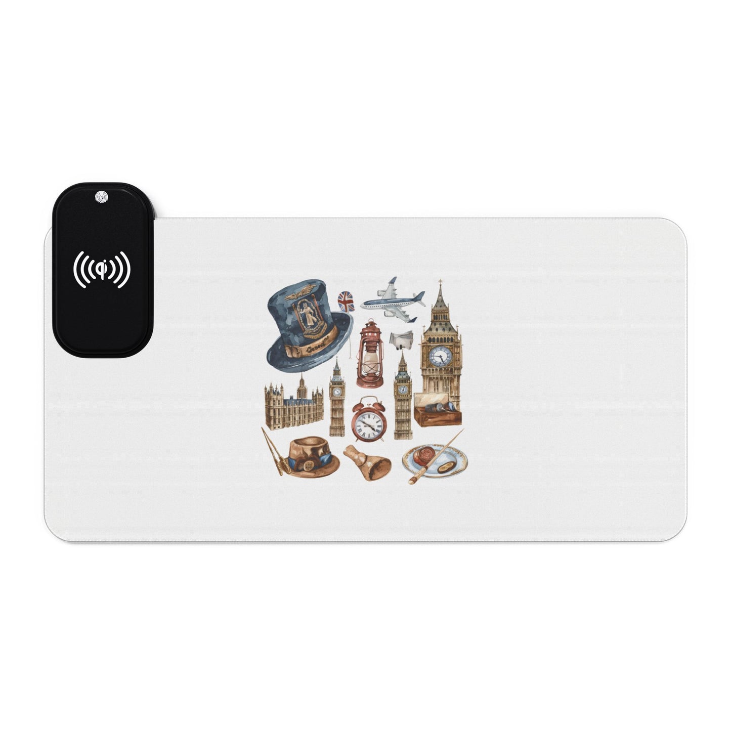 British Iconic - LED Gaming Mouse Pad with Wireless Charging - Stylish Desk Accessory for Gamers, Perfect for Home Office, Gaming Stations, Unique Gifts