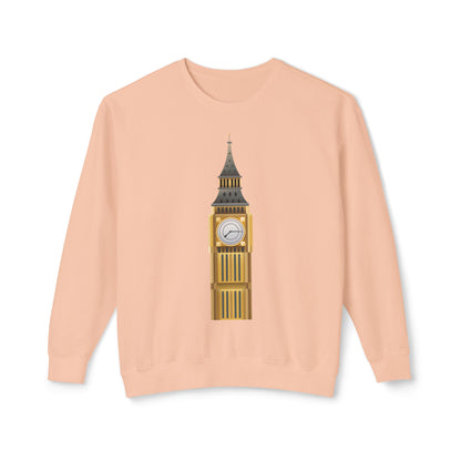 Unisex Lightweight Crewneck Sweatshirt - Iconic Big Ben Clock Tower Design