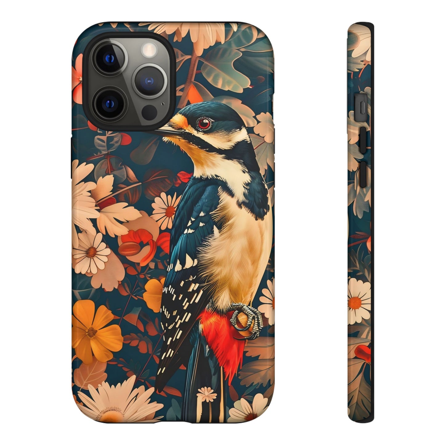 Artistic Bird Phone Case, Unique Tough Cases for Nature Lovers, Floral Design, Cute Gift, Customized Phone Accessories