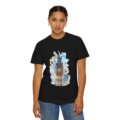Unisex Garment-Dyed T-shirt - Iconic Big Ben Clock Tower Design