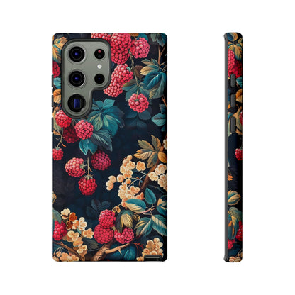 Floral Phone Case with Berry Design, Durable Phone Cover, Floral Print, Gift for Plant Lovers, Nature-Inspired Accessory