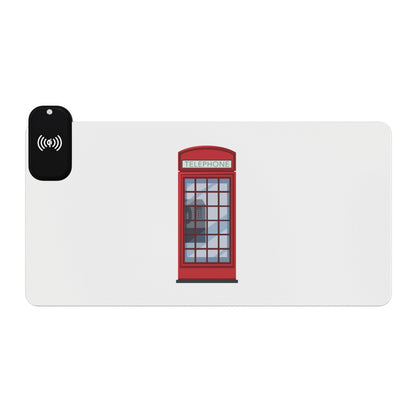 Red Telephone Box - LED Gaming Mouse Pad with Wireless Charging - Perfect for Gamers, Desk Decor, Gift for Tech Enthusiasts, Home Office Essential, [...]