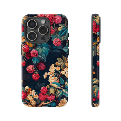 Floral Phone Case with Berry Design, Durable Phone Cover, Floral Print, Gift for Plant Lovers, Nature-Inspired Accessory