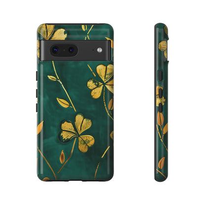 Floral Phone Case with Gold Accents, Tough Phone Cover, Stylish Phone Protector, Unique Gift for Her, Nature Lover Accessory