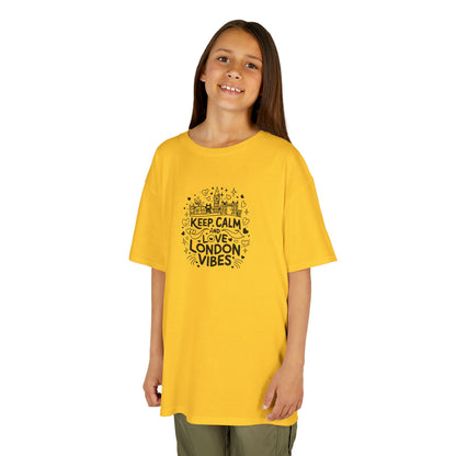 Kids  Heavy Cotton Tee -  Keep Calm London Vibes - Bright Yellow