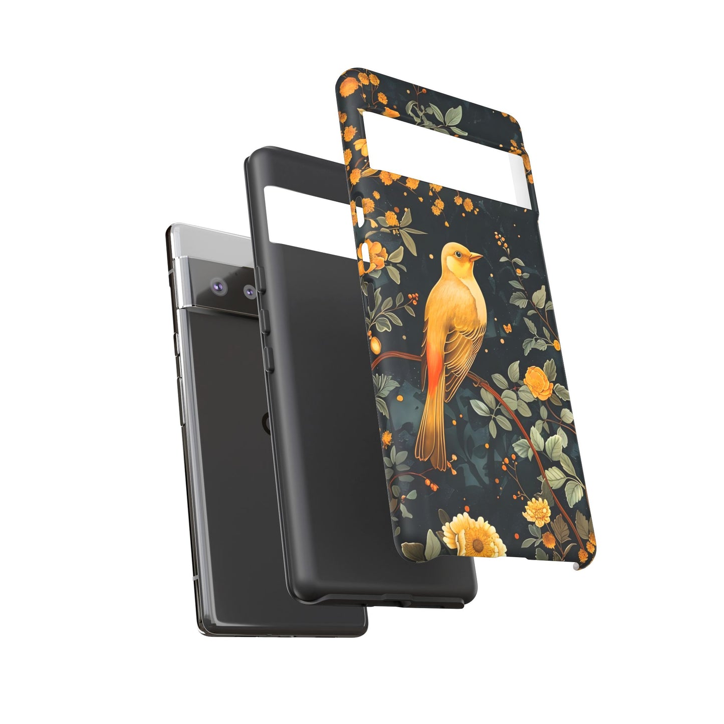 Floral Phone Case, Tough Cases with Bird Design, Nature Lover Gift, Stylish Protection, Birthday Present, Floral Phone Cover