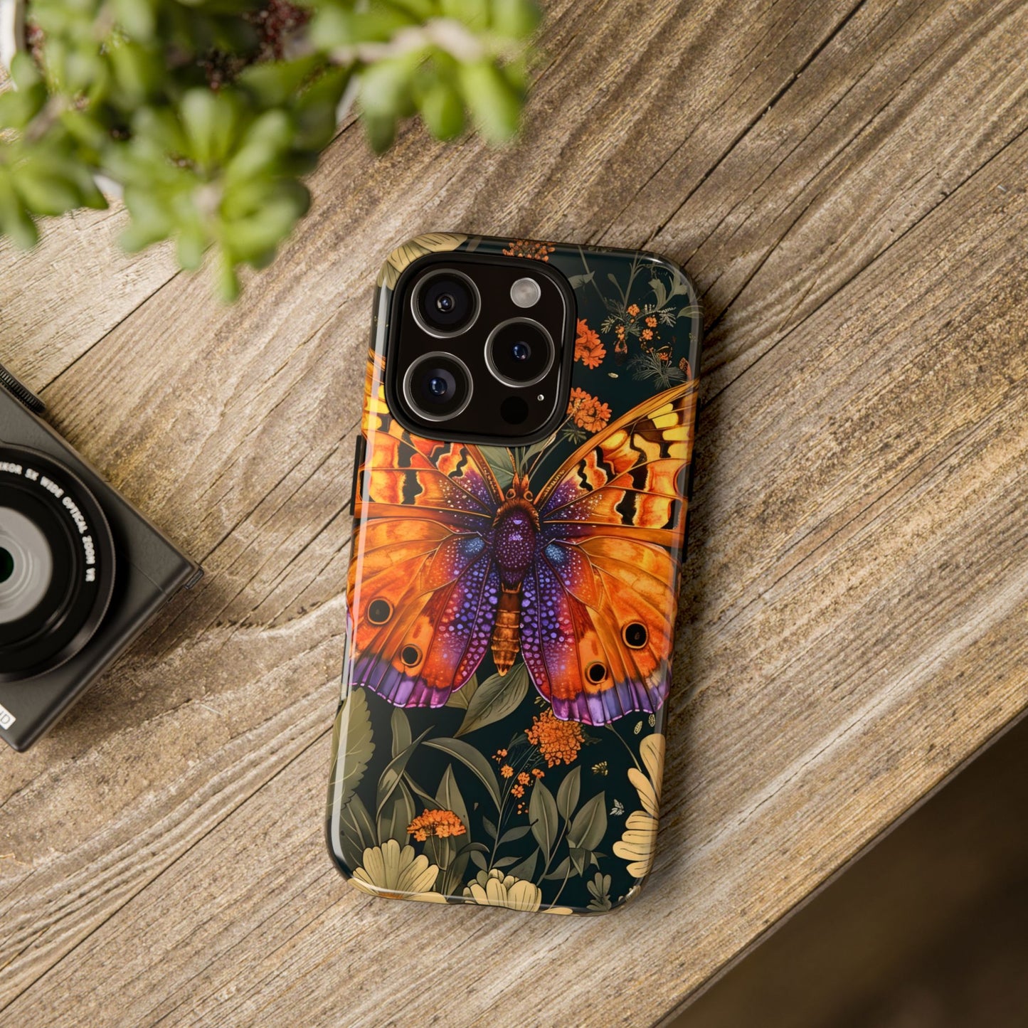 Butterfly Phone Case, Tough Cases for Nature Lovers, Vibrant Floral Design, Gift for Her, Cute Phone Accessories, Butterfly Artwork