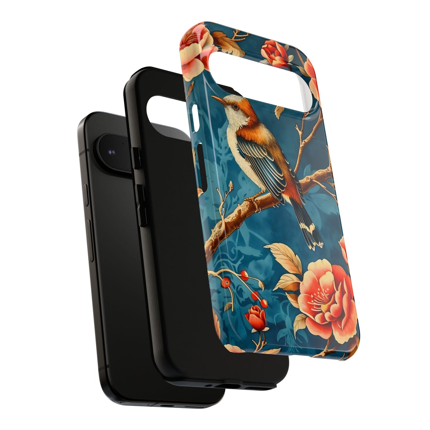 Bird & Floral Phone Case, Tough Cases for Nature Lovers, Gift for Her, Customizable Design, Vibrant Tech Accessories