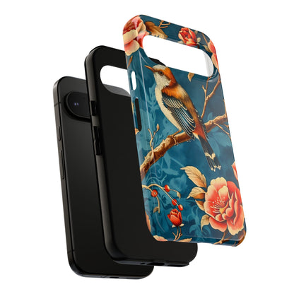 Bird & Floral Phone Case, Tough Cases for Nature Lovers, Gift for Her, Customizable Design, Vibrant Tech Accessories