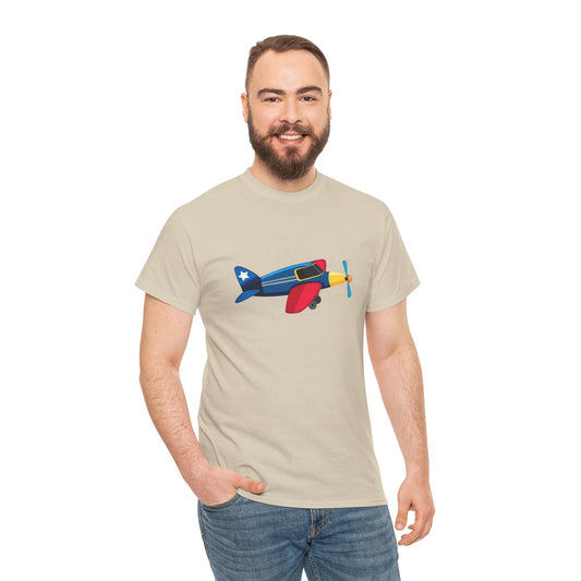 Unisex Heavy Cotton T-Shirt - Vintage Aviation - Colorful Airplane Art