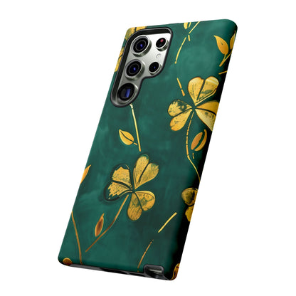 Floral Phone Case with Gold Accents, Tough Phone Cover, Stylish Phone Protector, Unique Gift for Her, Nature Lover Accessory