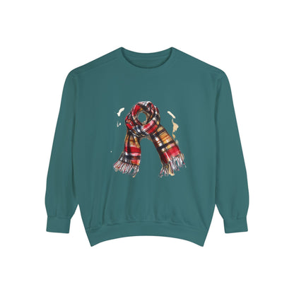 Unisex Garment-Dyed Sweatshirt - Classic British Plaid Scarf