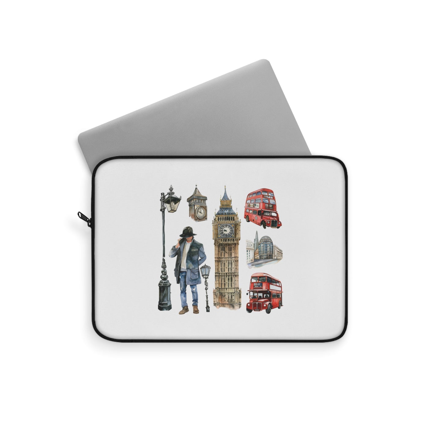 London-Inspired Laptop Sleeve, Stylish Computer Case for Travelers, Gift for Students, Unique Office Accessory, Cozy Design for Tech Lovers