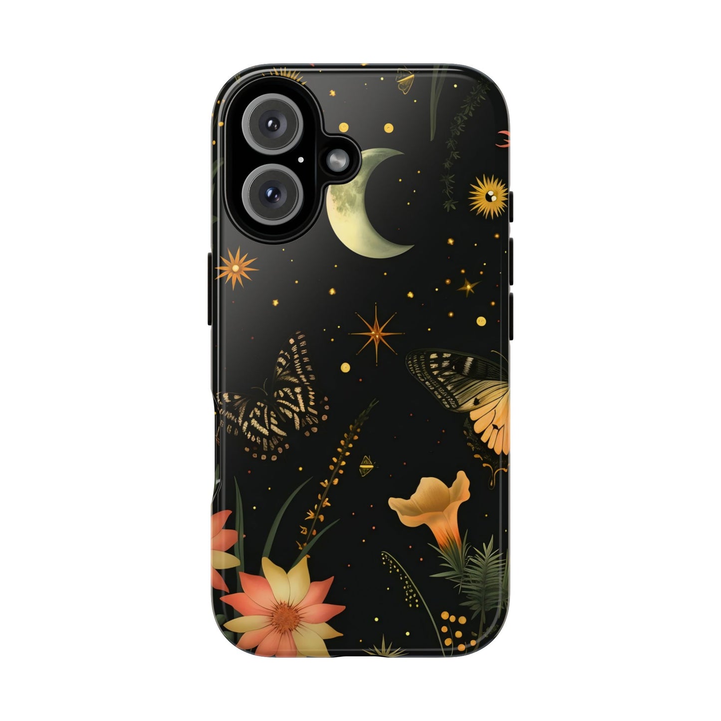 Floral Phone Case - Tough Cases with Moon and Butterflies, Bohemian Chic, Gift for Nature Lovers, Unique Tech Accessories, Stylish [...]