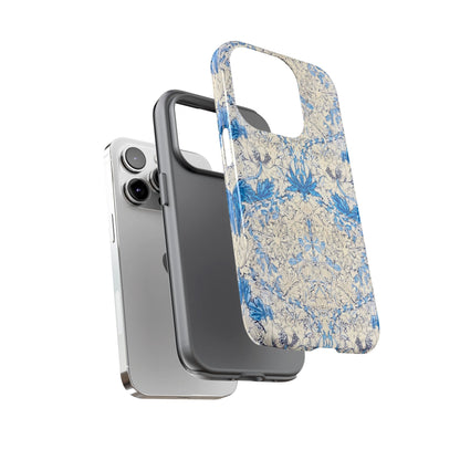 Elegant Floral Phone Case, Tough iPhone Cover, Stylish Mobile Protector, Blue Patterned Case, Unique Gift for Her