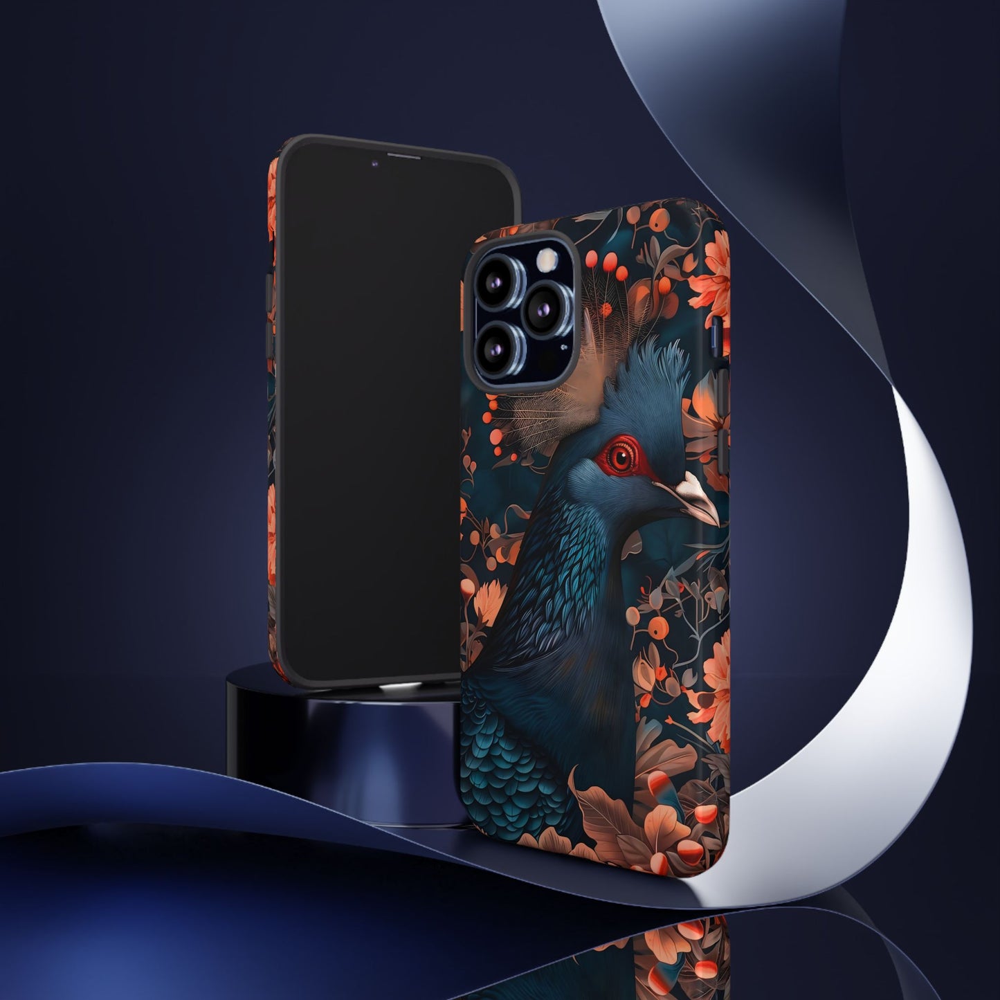 Vibrant Phone Case with Floral Peacock Design - Tough Cases, Artistic Phone Cover, Unique Gift for Nature Lovers, Stand Out Tech Accessory