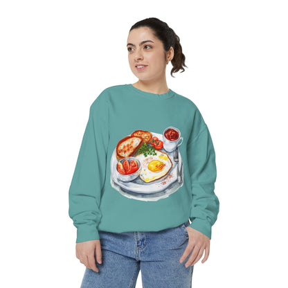 Unisex Garment-Dyed Sweatshirt - Iconic British Royal Breakfast and Foods