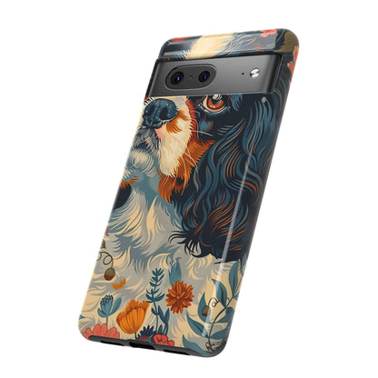 Cavalier King Charles Spaniel Phone Case, Floral Dog Lover Gift, Tough Phone Cover, Pet Owner Accessory, Unique Dog Design