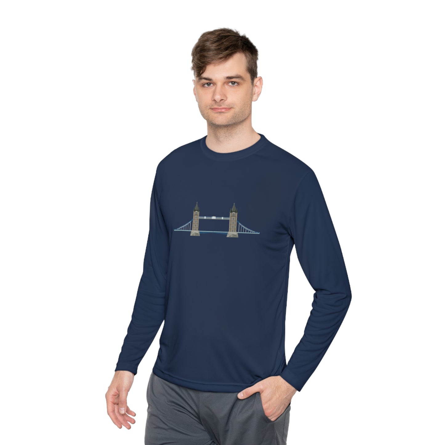 Unisex Lightweight Long Sleeve Tee - Tower Bridge - Iconic London
