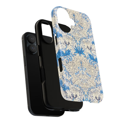 Elegant Floral Phone Case, Tough iPhone Cover, Stylish Mobile Protector, Blue Patterned Case, Unique Gift for Her