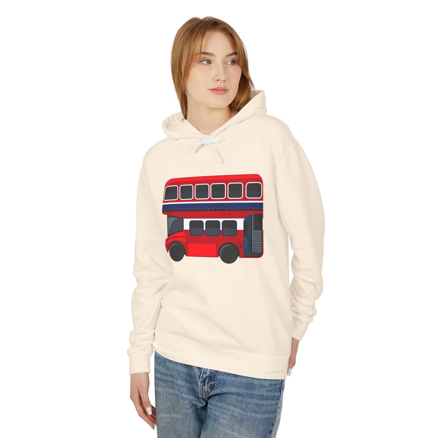 Unisex Lightweight Hooded Sweatshirt - Timeless Transit - The Iconic Red Bus of Britain