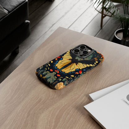 Butterfly Floral Phone Case, Art-inspire Tough Case, Gift for Nature Lovers, Butterfly Pattern Cover, Eco-Friendly Mobile Accessory