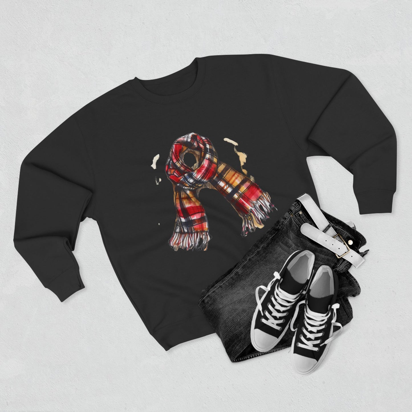 Unisex Crewneck Sweatshirt - Classic British Plaid Scarf